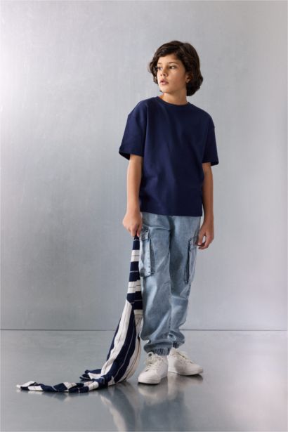 تيشيرت اولادي بريميوم نص كم اوفر سايز برقبة مستديرة