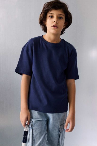 تيشيرت اولادي بريميوم نص كم اوفر سايز برقبة مستديرة