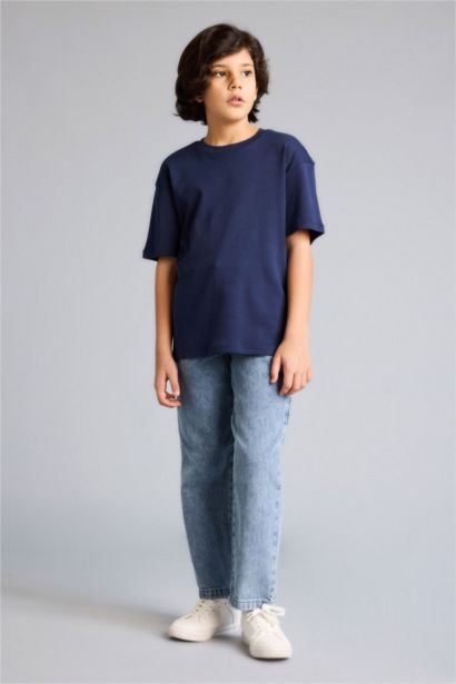 تيشيرت اولادي بريميوم نص كم اوفر سايز برقبة مستديرة