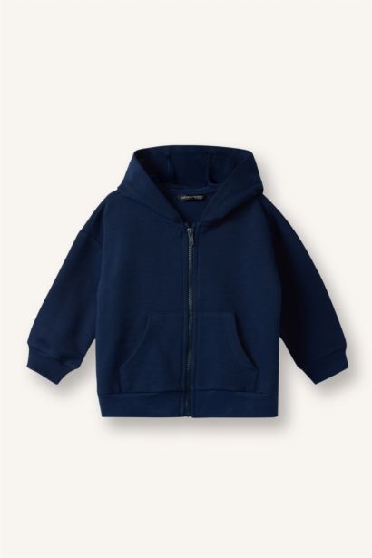 Boy College Collar Pique Zip-Up Hoodie