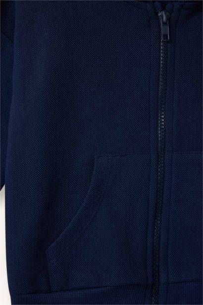 Boy College Collar Pique Zip-Up Hoodie