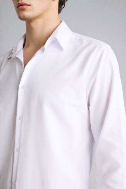 Slim Fit Polo Collar Long Sleeve Shirt