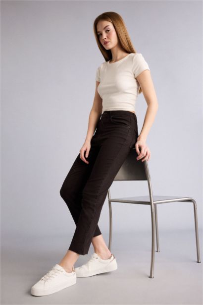 Yüksek Bel Crop Flare Fıt Pantolon