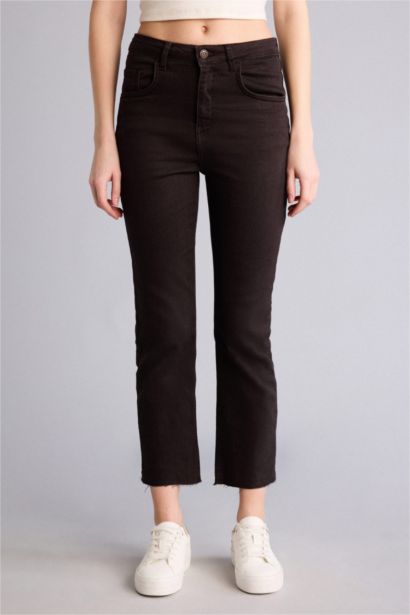 Yüksek Bel Crop Flare Fıt Pantolon