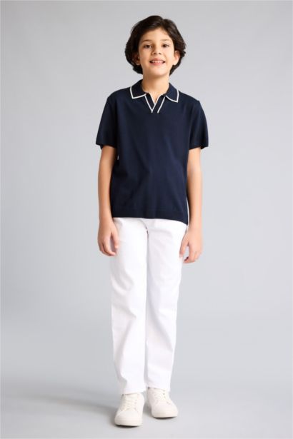 بلوفر أولاد فيسكوز قصة عادية برقبة عالية