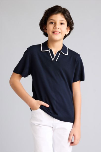 بلوفر أولاد فيسكوز قصة عادية برقبة عالية