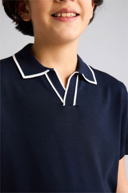 بلوفر أولاد فيسكوز قصة عادية برقبة عالية