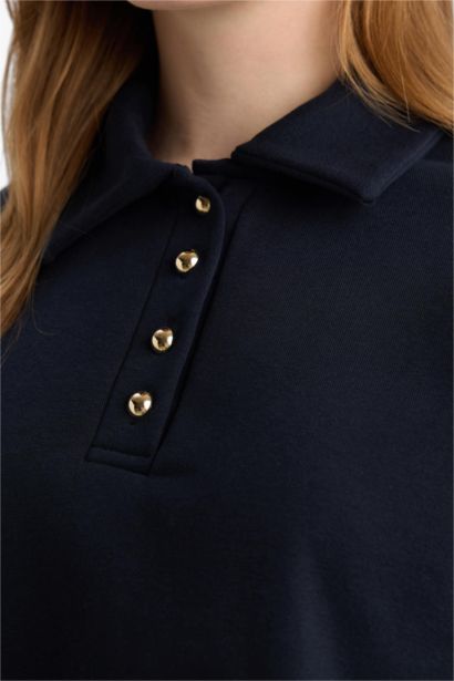 Regular Fit Polo Yaka Uzun Kollu Sweatshirt Tunik