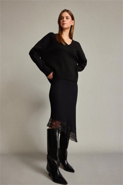 Slım Fıt Normal Bel Midi Etek