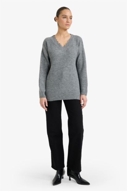 Oversize Fit V-Neck Knitwear Pullover