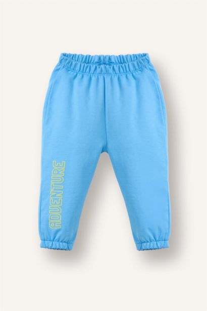 طقم بيبي اولادي بطبعة شعار قصة عادية - قطعتين