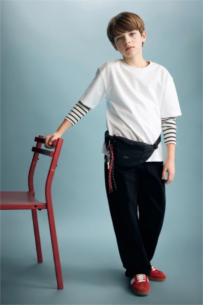 تيشيرت اولادي نص ردن اوفر سايز بياخة مستديرة