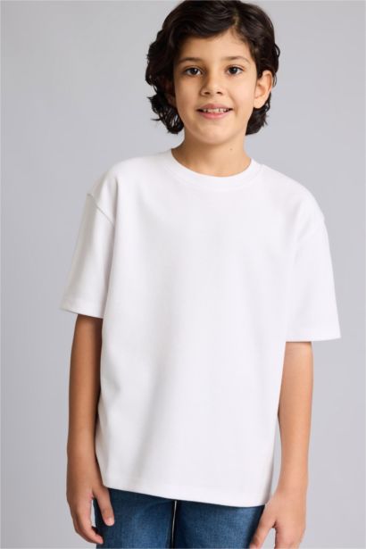 تيشيرت اولادي نص ردن اوفر سايز بياخة مستديرة