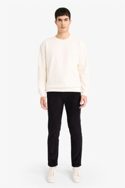 Crew Neck Waffle Sweatshirt