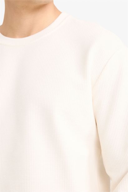 Crew Neck Waffle Sweatshirt