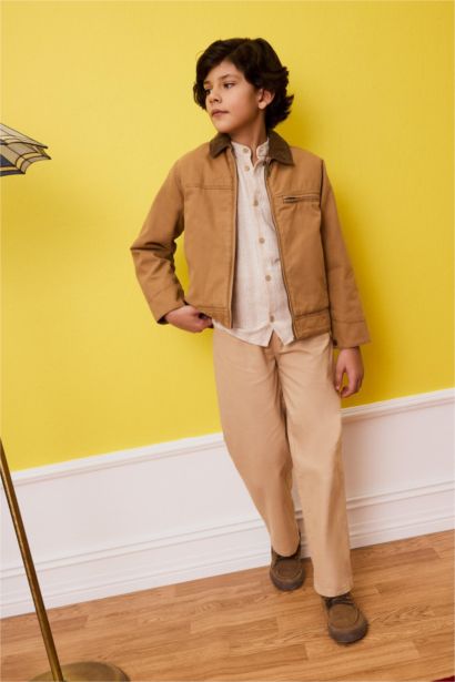Boy Regular Fit Straight Leg Linen Blend Trousers