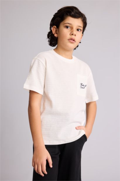 Boy New Regular Fit Embroidered Pocket Print T-Shirt