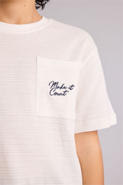 Boy New Regular Fit Embroidered Pocket Print T-Shirt