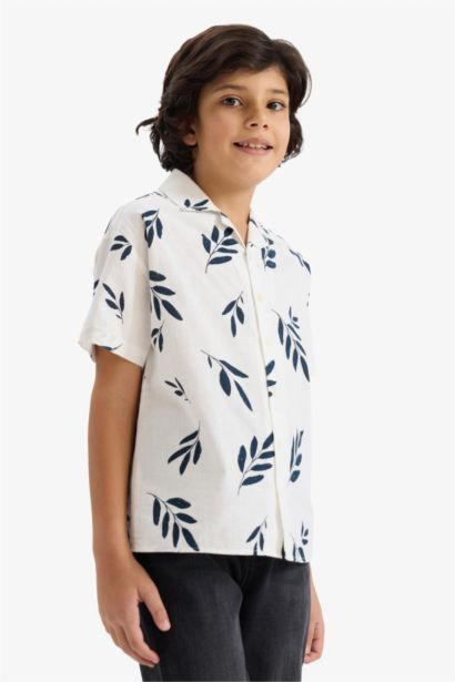 Boy Oversize Fit Patterned Short Sleeve Shirt