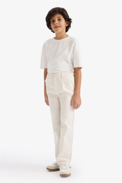 Boy Loose Fit Straight Leg Gabardine Trousers