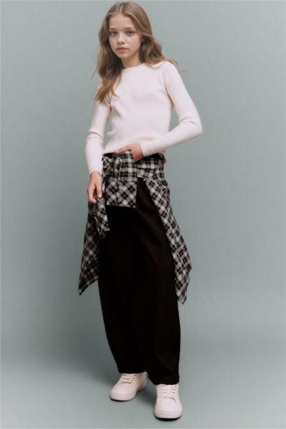 Girl Balloon Fit Elastic Waist Trousers