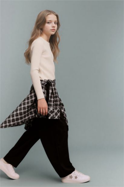 Girl Balloon Fit Elastic Waist Trousers