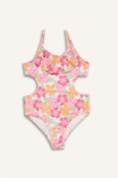 Fırfırlı İnce Askılı Mayo Kız Çocuk