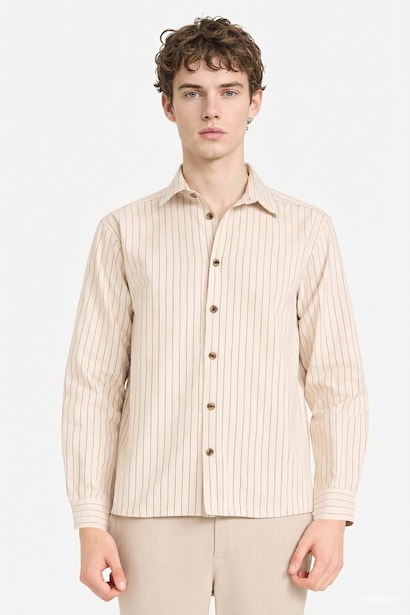 %100 Pamuk REGULAR FIT Flanel Çizgili Gömlek