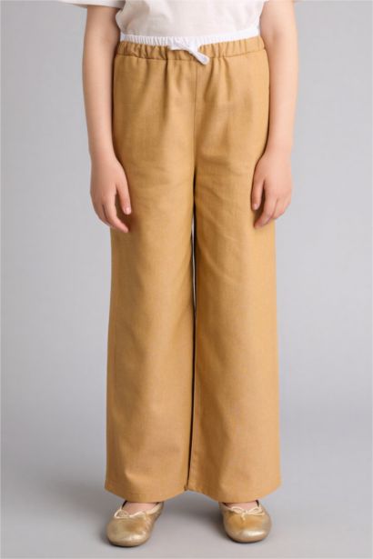 بنطلون بناتي وايد ليج برجل واسع ذو مظهر جينز