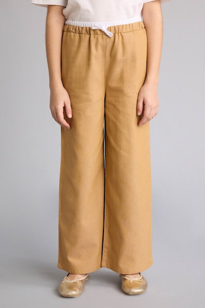 Wide Leg Denim Look Trousers