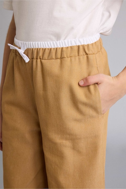 Wide Leg Denim Look Trousers