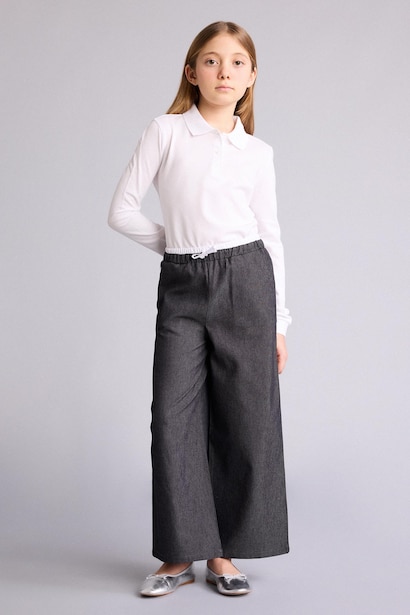 Wıde Leg Jean Görünümlü Pantolon Kız Çocuk