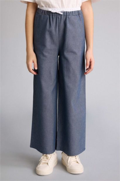 Girl Wide Leg Denim Look Trousers