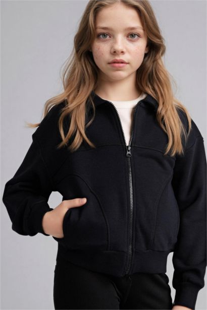 Girl Zip-Up Cardigan