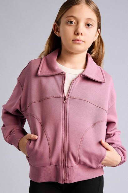 Girl Zip-Up Cardigan