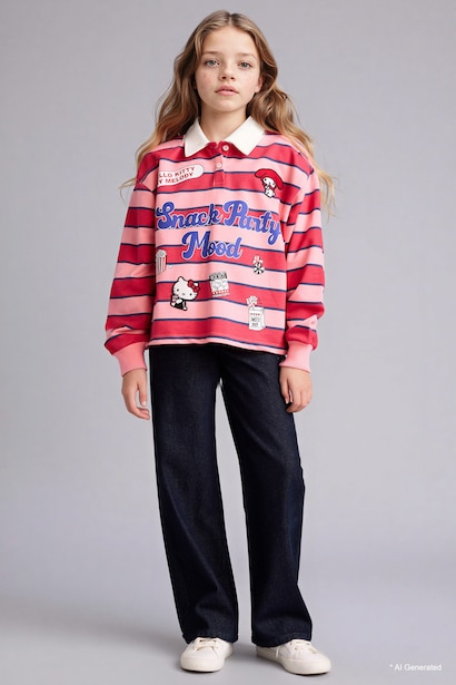 Hello Kitty Licensed Polo Collar Sweatshirt