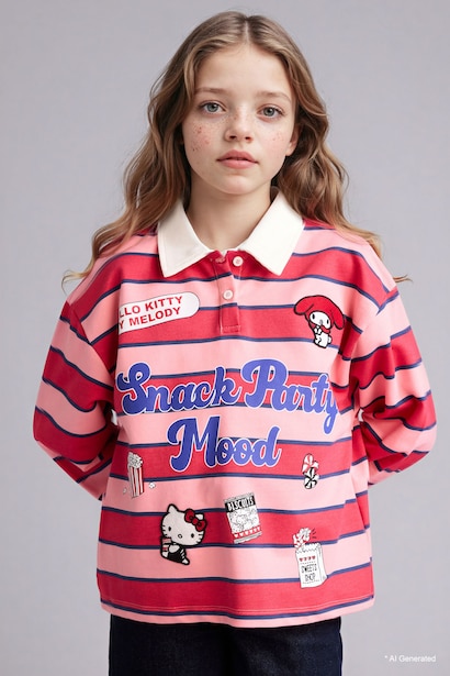 Hello Kitty Licensed Polo Collar Sweatshirt