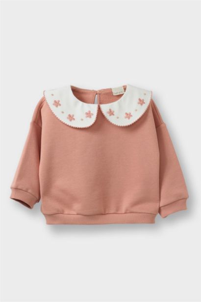 Baby Girl Oversize Fit Floral Thick Fabric Sweatshirt