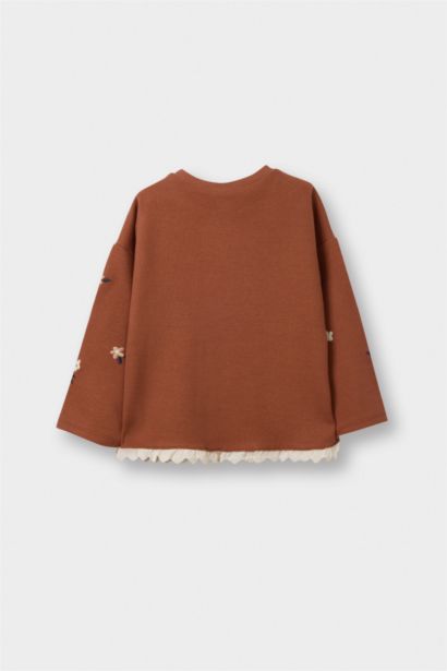 Baby Girl Oversize Fit Crew Neck Floral T-Shirt