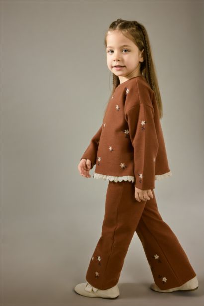 Wide Leg Floral Normal Waist Trousers