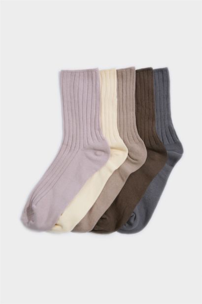 Kadın 5'li Pamuklu Uzun Çorap