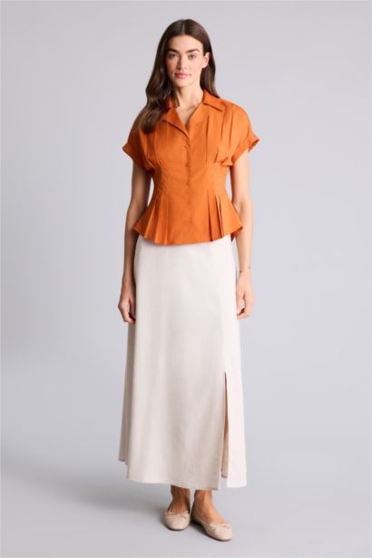 Рубашка с коротким рукавом приталенного кроя из поплина для женщин