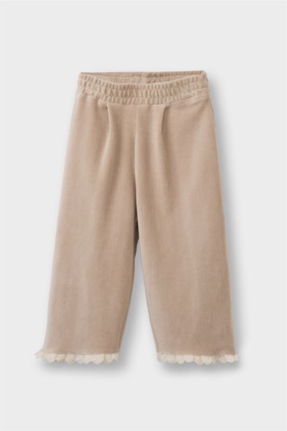 Wide Baggy Fit Fitilli Kadife Pantolon Kız Bebek
