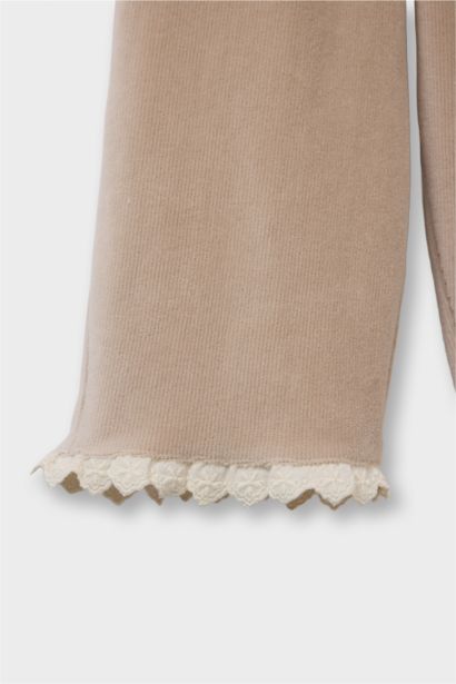 Wide Baggy Fit Fitilli Kadife Pantolon Kız Bebek