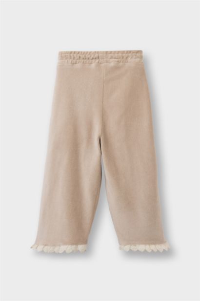 Wide Baggy Fit Fitilli Kadife Pantolon Kız Bebek