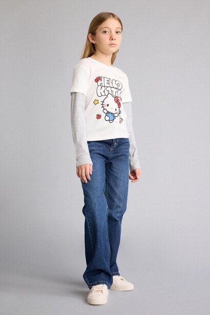 Girl Hello Kitty Crew Neck Long Sleeve T-Shirt