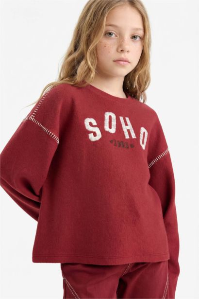 Girl Overshirt Fit Crew Neck Printed T-shirt