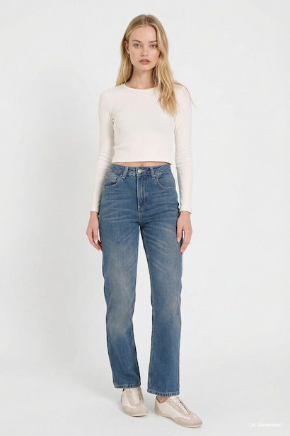 Mom Fit High Waist Ankle Length Jeans