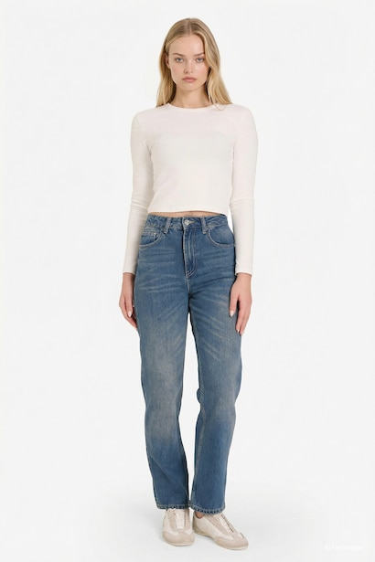 Mom Fit High Waist Ankle Length Jeans