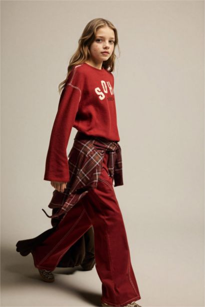 Wide Leg Geniş Paça Gabardin Pantolon Kız Çocuk